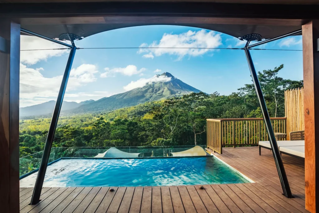 Arenal Volcano view from Nayara Tented Camp plunge pool